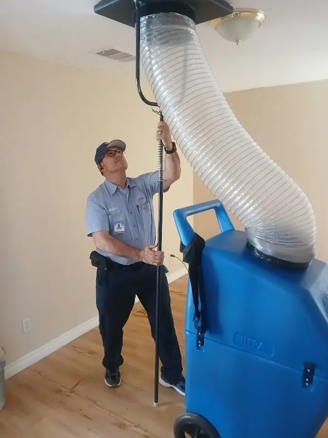 HVAC Installation technician using HEPA equipment in Duncan